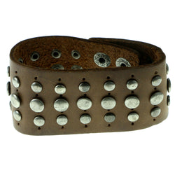 Brown & Silver-Tone Colored Synthetic-Fiber Mens-Bracelet #3238