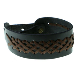 Black & Brown Colored Synthetic-Fiber Mens-Bracelet #3233