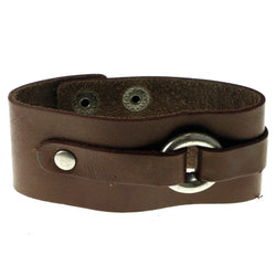 Brown & Silver-Tone Colored Synthetic-Fiber Mens-Bracelet #3237