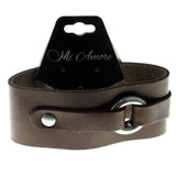 Brown & Silver-Tone Colored Synthetic-Fiber Mens-Bracelet #3237