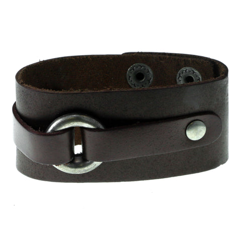Brown & Silver-Tone Colored Synthetic-Fiber Mens-Bracelet #3239
