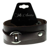 Brown & Silver-Tone Colored Synthetic-Fiber Mens-Bracelet #3239