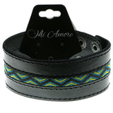 Zig-Zag Adjustable Mens-Bracelet Black & Multi Colored #3229