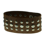 Studded Adjustable Mens-Bracelet Brown & Silver-Tone Colored #3226