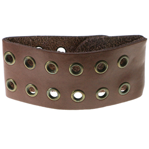 Brown & Gold-Tone Colored Synthetic-Fiber Mens-Bracelet #3234