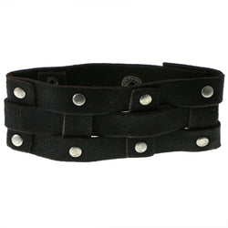 Brown & Silver-Tone Colored Synthetic-Fiber Mens-Bracelet #3235