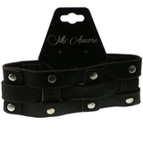 Brown & Silver-Tone Colored Synthetic-Fiber Mens-Bracelet #3235