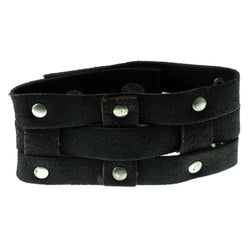Brown & Silver-Tone Colored Synthetic-Fiber Mens-Bracelet #3242