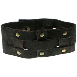 Brown & Gold-Tone Colored Synthetic-Fiber Mens-Bracelet #3241
