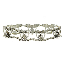 Mi Amore Hearts Bows Stretch-Bracelet Silver-Tone