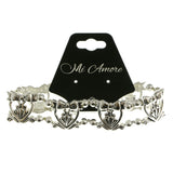 Mi Amore Hearts Bows Stretch-Bracelet Silver-Tone