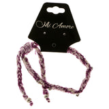 Purple Fabric Friendship-Bracelet With Bead Accents #4176