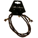 Layered Cord-Bracelet With Bead Accents Brown & Gold-Tone Colored #4169