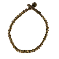 Black & Gold-Tone Colored Metal Beaded-Bracelet #4179