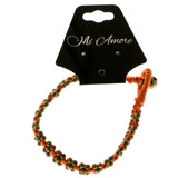Orange & Gold-Tone Colored Fabric Cord-Bracelet With Bead Accents #4174