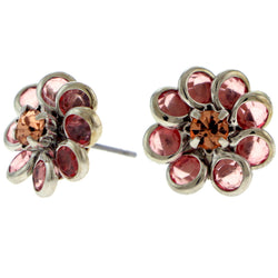 Silver-Tone Flower Shaped Stud Earrings AEE1