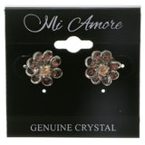 Silver-Tone Flower Shaped Stud Earrings AEE1