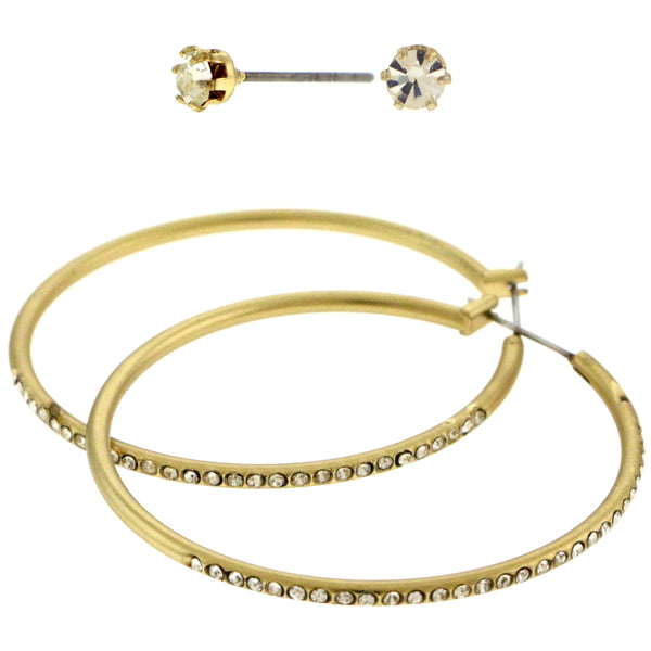 Gold-Tone Hoop And Stud Earrings Set AEME1