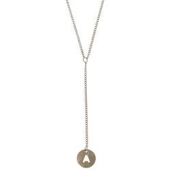Initial A Adjustable Length Y-Necklace Silver-Tone Color  #4162