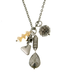 Adjustable Length Statement-Necklace With Crystal Accents Colorful & Silver-Tone Colored #4161