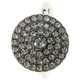 Silver-Tone Circle Shaped Ring with Rhinestone Accents AER2