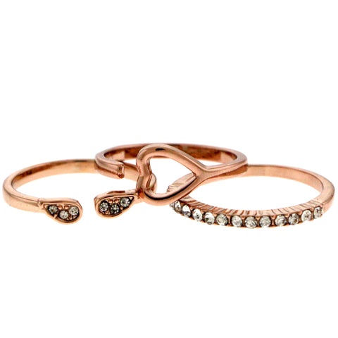Rose Gold-Tone 3 Piece Ring Set AER4