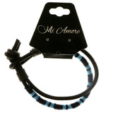 Black & Blue Colored Fabric Multiple-Bracelets #3664