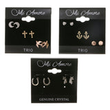 Horseshoe Anchor Heart Bird Cross Moon Shooting Star Stud-Earrings Colorful #3479