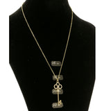 Key Adjustable Length Pendant-Necklace  With Crystal Accents Gold-Tone Color #3288