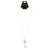 Key Adjustable Length Pendant-Necklace  With Crystal Accents Gold-Tone Color #3288