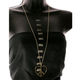Heart Peace Sign Pendant-Necklace Gold-Tone Color  #3302
