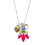 Heart Key Adjustable Length Pendant-Necklace With Faceted Accents Colorful #3306