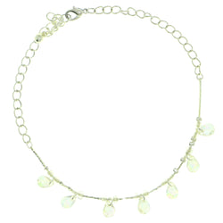 Silver-Tone Metal Charm-Anklet With Bead Accents #4079