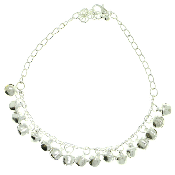 Bell Charm-Anklet Silver-Tone Color  #4052