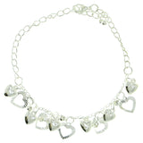 Heart Charm-Anklet Silver-Tone Color  #4101