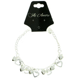 Heart Charm-Anklet Silver-Tone Color  #4101