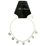 Heart Charm-Anklet With Crystal Accents  Silver-Tone Color #4068