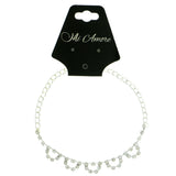 Silver-Tone Metal Chain-Anklet With Crystal Accents #4069