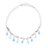 Silver-Tone & Blue Colored Metal Charm-Anklet With Crystal Accents #4078