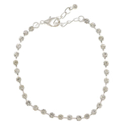 Silver-Tone Metal Tennis-Bracelet With Crystal Accents #3384
