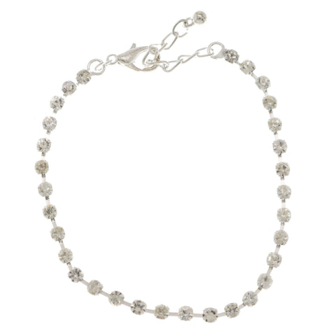 Silver-Tone Metal Tennis-Bracelet With Crystal Accents #3384