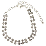 Silver-Tone Metal Tennis-Bracelet With Crystal Accents #3400