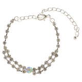 Silver-Tone & Multi Colored Metal Tennis-Bracelet With Crystal Accents #3390
