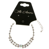 Silver-Tone & Multi Colored Metal Tennis-Bracelet With Crystal Accents #3390