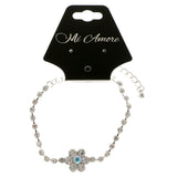 Flower Tennis-Bracelet With Crystal Accents  Silver-Tone Color #3385