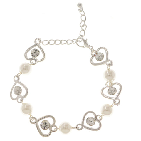 Heart Tennis-Bracelet With Crystal Accents  Silver-Tone Color #3391