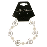 Heart Tennis-Bracelet With Crystal Accents  Silver-Tone Color #3391