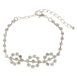Silver-Tone Metal Tennis-Bracelet With Crystal Accents #3386