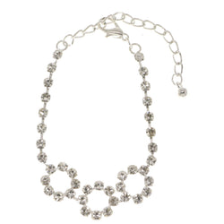 Silver-Tone Metal Tennis-Bracelet With Crystal Accents #3394