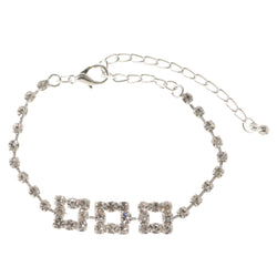 Silver-Tone Metal Tennis-Bracelet With Crystal Accents #3405